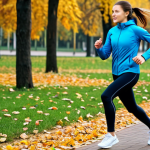 **

"A young woman wearing a modern, fully clothed athletic outfit, including leggings and a long-sleeved top, running in a park in Moscow during autumn, safe for work, appropriate content, fully clothed, professional photography, perfect anatomy, natural proportions, family-friendly, modest attire, well-formed hands."

**