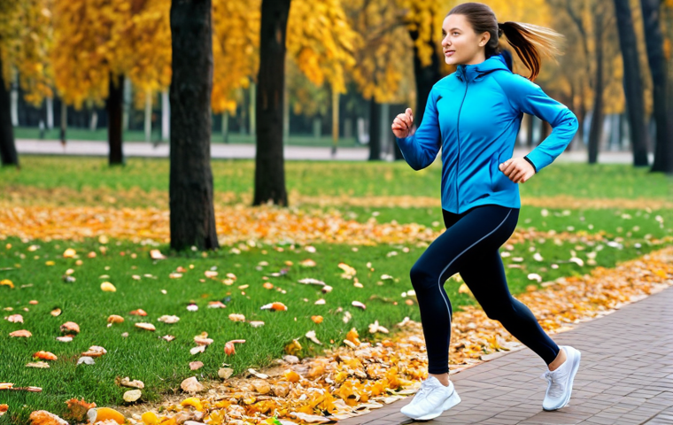 **
"A young woman wearing a modern, fully clothed athletic outfit, including leggings and a long-sleeved top, running in a park in Moscow during autumn, safe for work, appropriate content, fully clothed, professional photography, perfect anatomy, natural proportions, family-friendly, modest attire, well-formed hands."
**