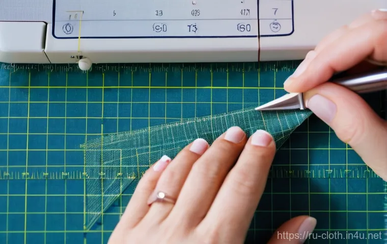 의류기술 실무에서 필요한 도구 - **Cutting with Precision and Ease**
    A detailed, well-lit close-up shot of a skilled seamstress's...