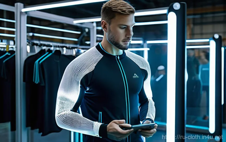 의류기술 경력 10년의 경험담 - **Prompt:** A clean, brightly lit interior of a contemporary Russian textile laboratory or productio...