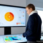의류기술 데이터 분석 활용법 - Photorealistic apparel technology data analysis studio in Moscow, a fully clothed Russian fashion en...
